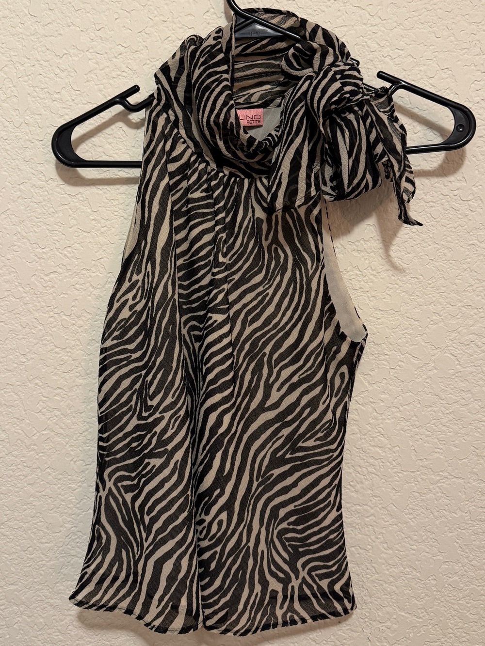 Bandolino Black & Cream Zebra-Print Tie-Neck Camisole